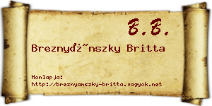 Breznyánszky Britta névjegykártya